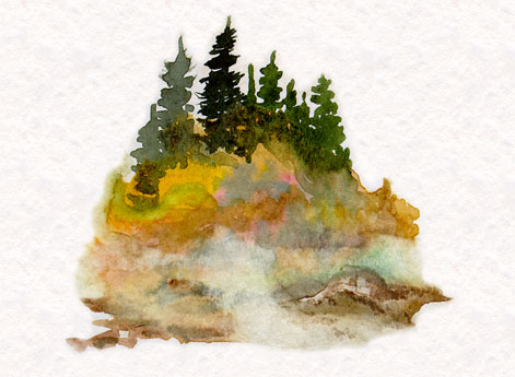 watercolor sketch by artist in residence